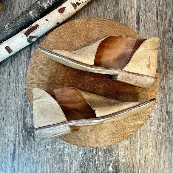 *Free People | Mont Blanc Dorsay Flat Tan Slip On Peep Toe Sandle Size 38/7.5 - Picture 11 of 16